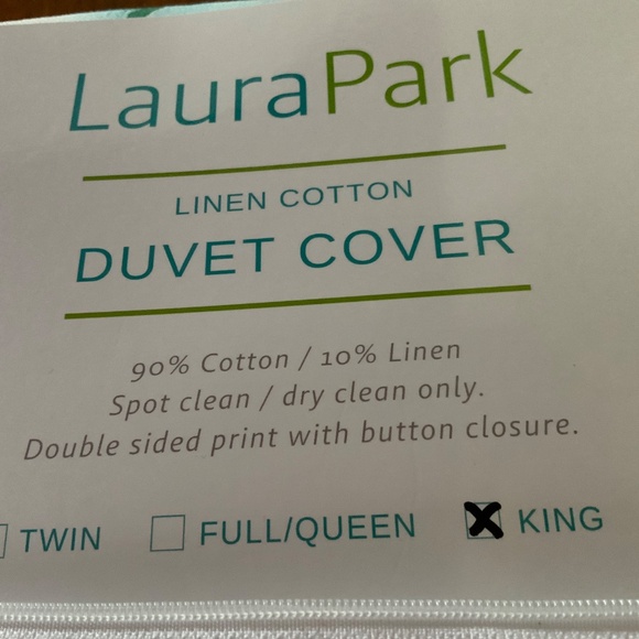 LAURA PARK NWT PARK AVENUE KING DUVET LINEN COTTON - Picture 8 of 9